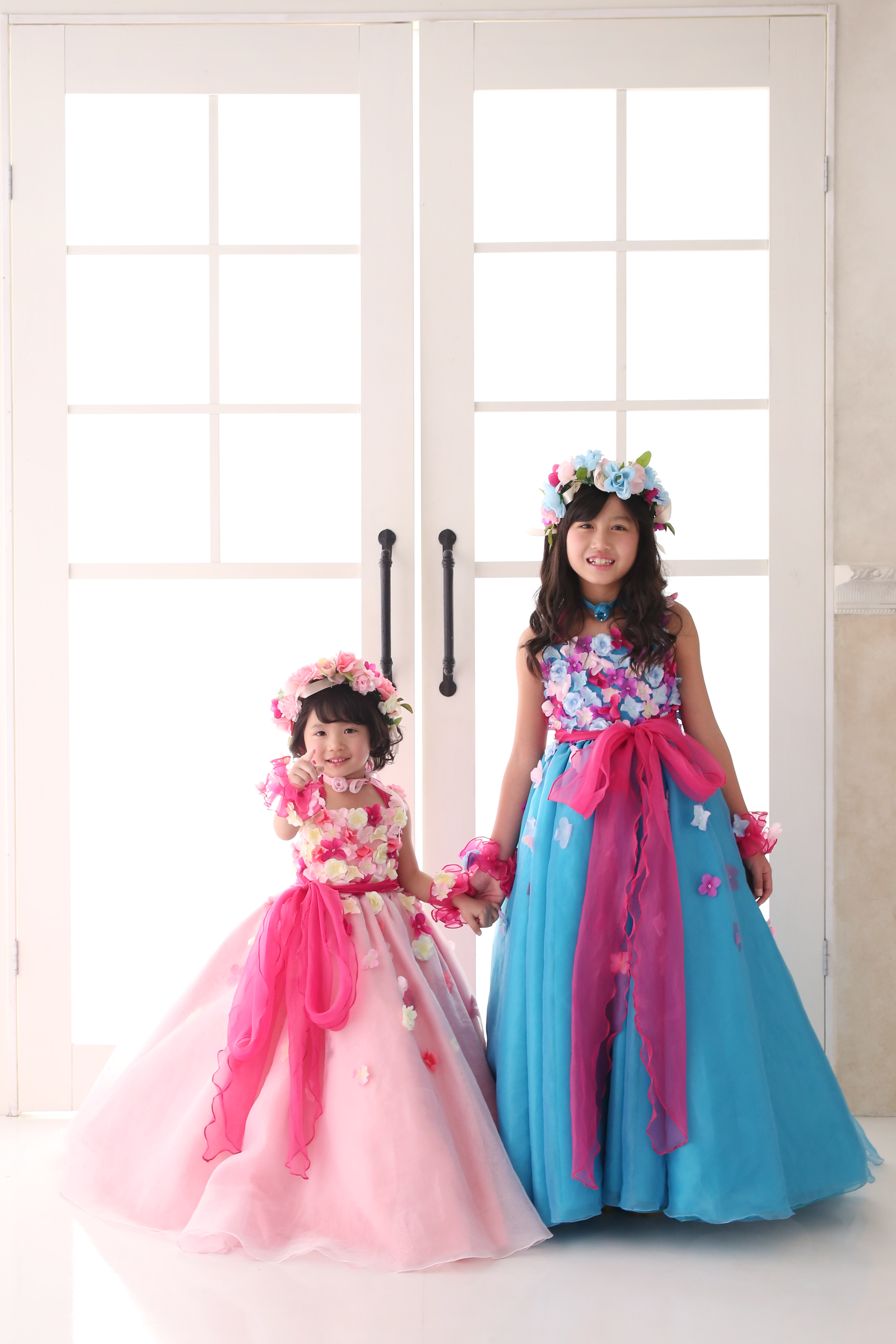 スタジオ用 七五三 ロングドレス 7歳 濃いピンク ハット アイム今井-